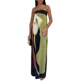 2025 Spring Dress Women's Fashion Sleeveless Shoulder Stamped Breast Sexy Detender Print Dress
