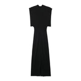 New Winter Women's Temperament Thin With Cushioned Shoulder Knit Dress