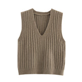 Basic Solid Color Sleeveless Vest 2025 Spring Leisure V Collared Women's Knitting Top