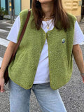 Sleeveless Short-Edose Vest 2025 New Casual Wind Loose Double Pocket Single Row Buckle Top