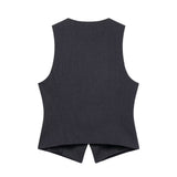 Round-Neck Sleeveless Vest Women's Dress 2025 Spring Temperament Clip Single-Clip Vest