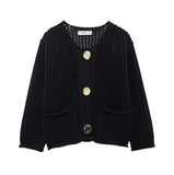 Autumn/Winter 2025 New Women's Solid-Color Casual Fashion Coarse Knit Long-Sleeved Sweater Cardigan Jacket