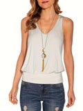 2025 Summer Short Sleeve New Hot Pure Color Buffet Sleeveless Waist Knitted Leisure Vest Fashion