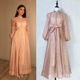 French Standing Collar Nails Drilled Full Of Star Buckle Lantern Sleeves Tied With Waist Temperament Dress Famous Party Dress Dress