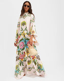 New Summer Printed Seven-Sleeve Collared Dress