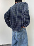 Men's Autumn New Lazy Ins Literature And Art Simple Loose Haired Round-Neck Striped Long-Sleeved T-Shirt Popular Temperament
