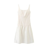 2025 Summer New Women's Dress French Retro Sleeveless Collar Temperament Spliced Slinging Dress