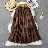 White Half-Dress Women's Dress 2025 Summer Small Medium Long Leisure High-Rise Thin Thong Ponve Cake Skirt