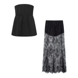 Spring 2025 New Women's Fashion Slimmed-Mear Breast-Wear Lace Skirt Suit