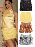 2025 Women's Autumn And Winter Temperament Light Fashion New Party Squin Mini Skirt