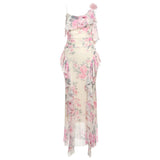 Spring 2025 New Women's Dress French Temperament Lotus Leaf Crums Hanging Skirt Design Waist Irregular Dress