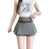 Small Half-Dress Girl Hottie Thin A-Word Short Skirt Summer New High-Waist College Style Pure Folding Skirt