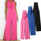 2025 Summer New Women's Bow Ornament Hanging Neck Temperament Rest Height Waist Jump Pants Woman