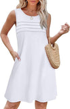 2025 Women's Casual Round Collar Foldless Pocket Dress