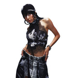 Fashion 2025 Summer New Women's Sexy Sexy Hottie Print Lace Design Tight Vest