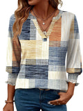 Women's 2025 Fashion Shirt Seven-Sleeve Flower Printed Casual Shirt Summer T-Shirt