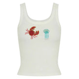2025 Summer New Women's Fashion Hottie Starfish Decorated Sleeveless Vest Leek Skirt Set