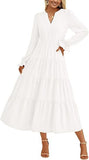 2025 Autumn Long Dress Long Sleeve V-Neck Layered Lotle Leaves By The A-Line Cocktail Party