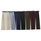 Multicolor 2025 Spring New Women's Fashion Simple With Belt Double Fold Trousers
