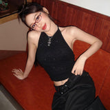 2025 Summer Fashion Trend Women's New Hanging Neck Bare Back Solid Color Bhise Small Vest