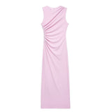 Women's Clothing 2025 Spring New Sleeveless Folding Decorative Fan Flute Dress Dress Dress