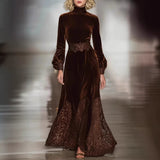 2025 Women's Long-Sleeved Collar Digital Print Dress Dress
