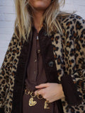 2025 Women's Fashion New Leopard Print Loose Jacket Lamb Wool Jacket
