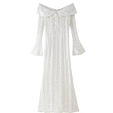 Women's Dress 2025 New Fashion Elegant Sexy One-Word Shoulder Lace Dress