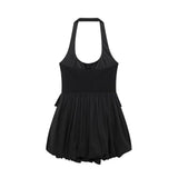In The Autumn Of 2025, The New Women's Sleeveless Body-Free Sexy Bare Back Hanging Neck Fluffy Dress