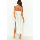 Spring/Summer 2025 New Knitted Women's Clothing Wrapped Breastless Sleeveless Little Breasted Hottie Bag Hip Skirt Suit