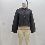 Pflage Dress Short Bomber Jacket 2025 Spring Temperament Collar Single Buckle Long Sleeves Loose Short Coat Woman