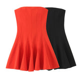 Wave Wide Swing Tear Dress 2025 Summer Sexy Shoulder Repair Short A-Word Mini-Skirt Party