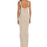 2025 Summer In Women's New Hollow Perspective Sling Knitted V-Neckless Sleeveless Long Dress