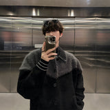 Black Stitched Knitted Jersey Jacket Oversize Winter 2025 New Trend Design For Couples Sweater