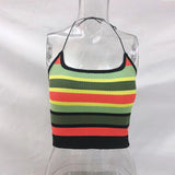Women's New Sexy Hottie Slings Inside Wearing Multi-Color Striped Short-Enavel Vest
