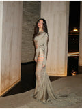 Fashion Simple Design Sliced Knitted Fishtail Dress 2025 New Dress