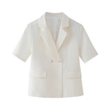 Women's New Fashion Short Sleeve Suit-Flame High-Rise Casual Dress Set