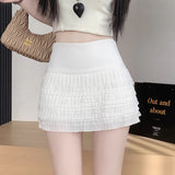 2025 Autumn And Winter Elastic High Waist 100 Folds Skirt Women Short A-Word Bag Hip Wear Thick Hairs Of The Skirt White