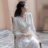 Vintage Fairy Morning Dress 2025 New Banquet Engagement French Long Sleeve Certificate Engagement White Dress