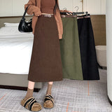 2025 New Autumn And Winter Port Style Retro Skirt Thicker Wicked Skirt Long Bag Hip Skirt Open Skirt