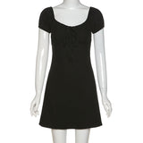 Fashion 2025 Summer Casual Women's New Short-Sleeved V-Necked Back-To-Back Dress Skirt