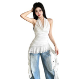 2025 Summer New Women's Dress French Sexy Temperament Fashion Collar Hanging Neck Sleeveless Waist Vest