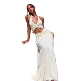 2025 New Women's Wear Winter Winter New Women's Fashion Sexy V-Neck Neck Vest High Waist Half Skirt