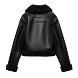 Women's Dress 2025 New Black Warm Fur Integrated Double-Sided PU Imitation Leather Jacket Jacket