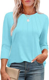 Explosion 2025 New Fashion Casual Roll Collar Seven-Sleeve Top Bottom Shirt