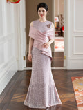 2025 New Temperament Long-Term Cash Waist Fishtail Skirt Wedding Dress Elegant Gold Squine Mother Dress