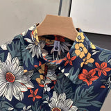 Fashion Short Sleeve Flower Shirt Men's Summer 2025 New Premium Sense Hawaiian Beach Half-Sleeved Shirt Youth Shirt