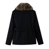 Women's Clothing 2025 Autumn And Winter 2025 New Collar Imitation Artificial Hair Tie Belt Repair Coat Coat Long Sleeve
