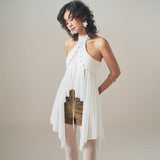 2025 Summer Fashion New Women's Personality Hottie Street Pat Rounded Sleeveless Tie With Irregular Design Vest Woman