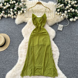 Goddess Fan Design Careful Machine Kinry Sling Dress Woman 2025 Summer Folds To Receive Irregular Dress